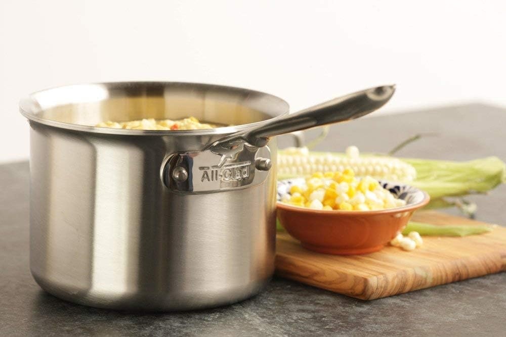 image:imageAllClad D5 5Ply Brushed Stainless Steel Sauce Pan 15 Quart Induction Oven Broiler Safe 600F Pots and Pans Cookware SilverStainless Steel