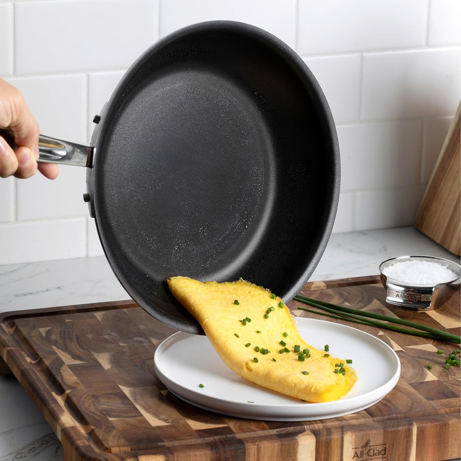 image:imageAllClad D5 8 Inch Brushed Stainless Steel Pro Non Stick Frying pan 5Ply Stainless Steel Pan Induction Oven Broiler Safe 500F Skillet Professional Cookware Silver8inch