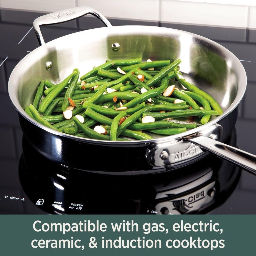 image:imageAllClad D5 Stainless Steel Core 3 Quart Saute Pan With Lid Made in the USA The Upgrade for Supremely Even Heat Oven Safe amp Induction Compatible CookwareSilver