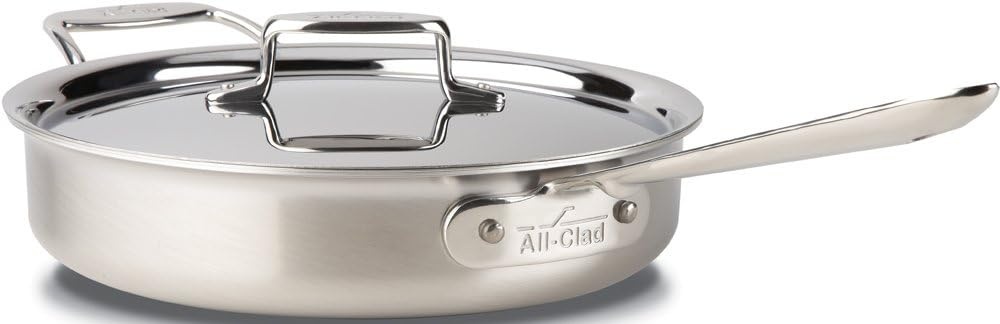 image:imageAllClad D5 Stainless Steel Core 3 Quart Saute Pan With Lid Made in the USA The Upgrade for Supremely Even Heat Oven Safe amp Induction Compatible CookwareSilver