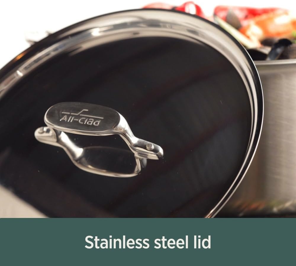 image:imageAllClad D5 Stainless Steel Core 3 Quart Saute Pan With Lid Made in the USA The Upgrade for Supremely Even Heat Oven Safe amp Induction Compatible CookwareSilver