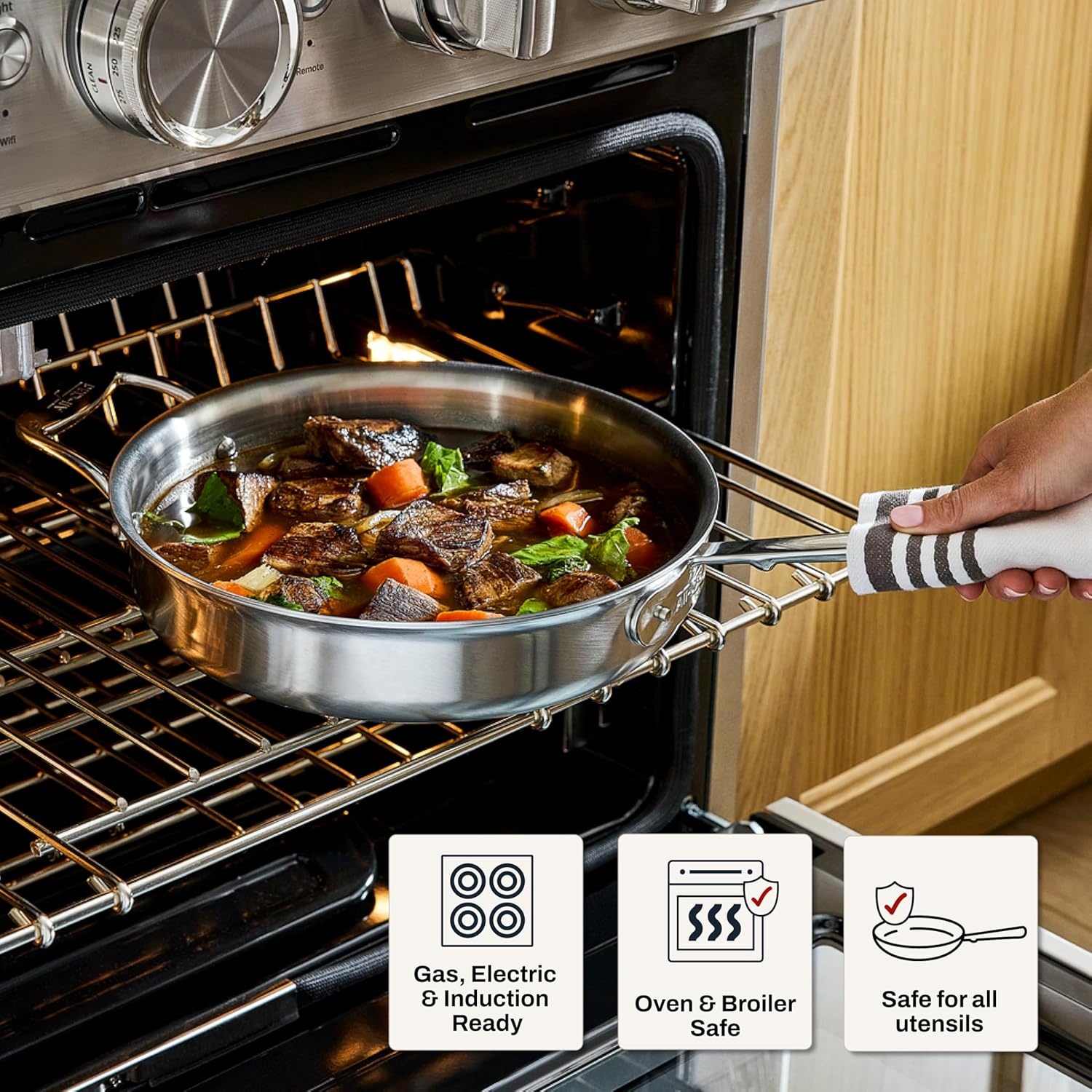 image:imageAllClad D5 Stainless Steel Core 5 Piece Cookware Set Made in USA The Upgrade for Supremely Even Heat Includes Frying Pans Saucepan Sautpan Oven Safe amp Induction CompatibleSilver