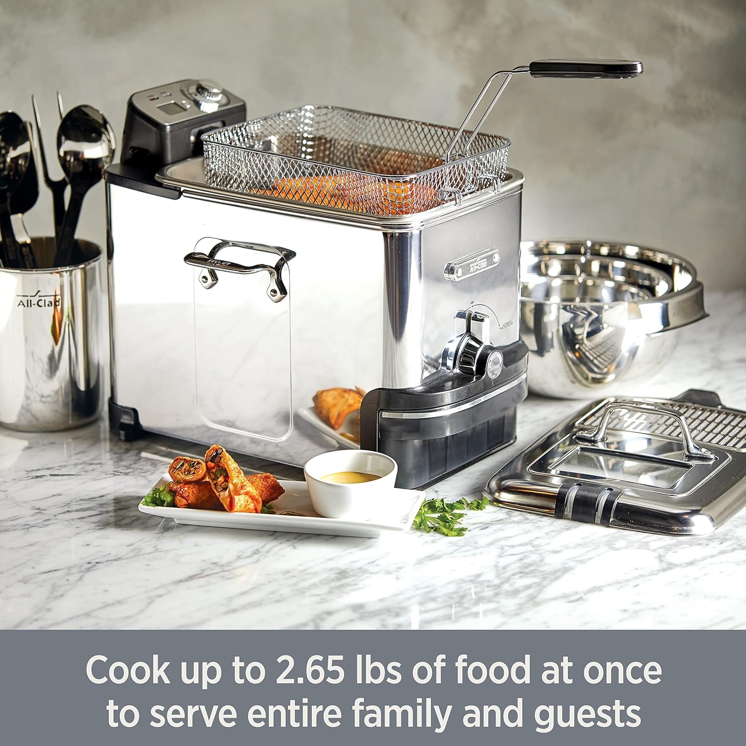 image:imageAllClad Electric Deep Fryer with Basket and Lid Stainless Steel Deep Fryer for Home Use 1700W Dishwasher Safe