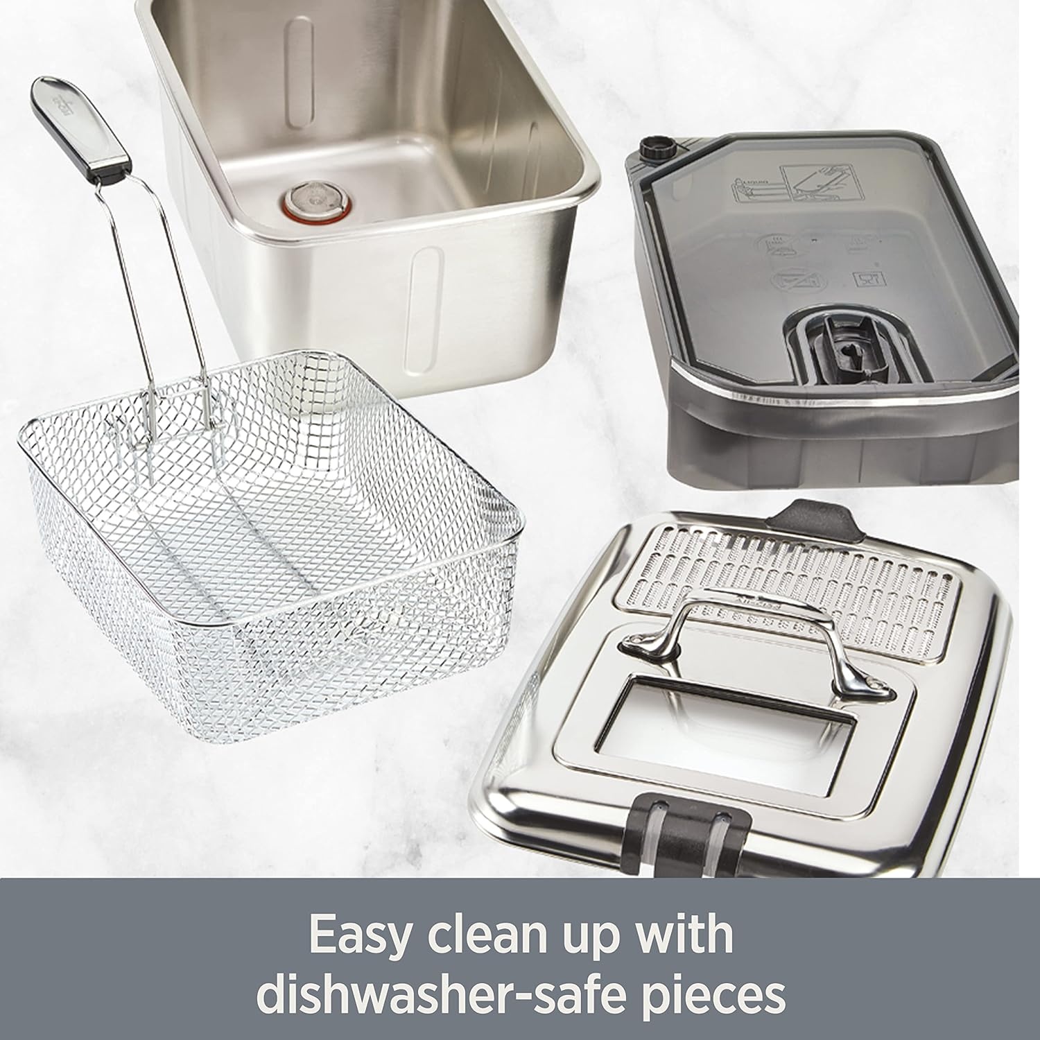 image:imageAllClad Electric Deep Fryer with Basket and Lid Stainless Steel Deep Fryer for Home Use 1700W Dishwasher Safe