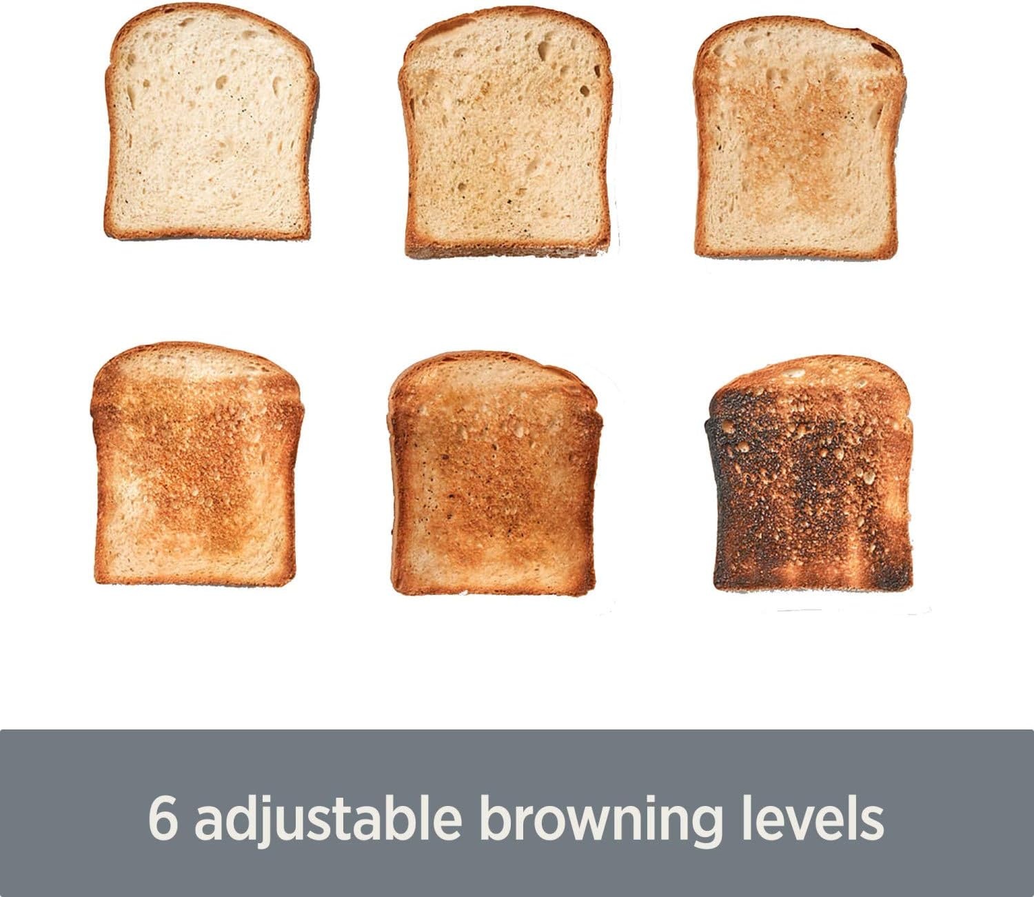 image:imageAllClad Electrics Stainless Steel Toaster 2 lice LED display Removable crumb try 6Browing levels Wide and selfcentering slots Waffles Bagels Bread 1291D x 529W x 898H Silver4 Slice LED