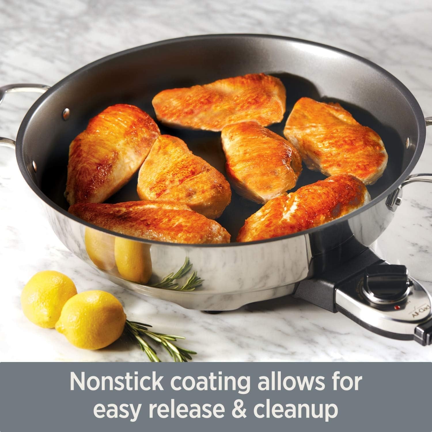 image:imageAllClad Electrics Stainless Steel and Nonstick Surface Skillet 7 Quart 1800 Watts Temp Control Cookware Pots and Pans Oven Broil Dishwasher Safe