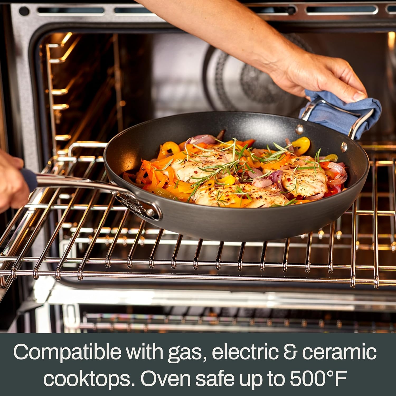 image:imageAllClad Essentials Hard Anodized Nonstick Cookware Set 10 Piece Oven Safe 350F Pots and Pans Black10Piece Set