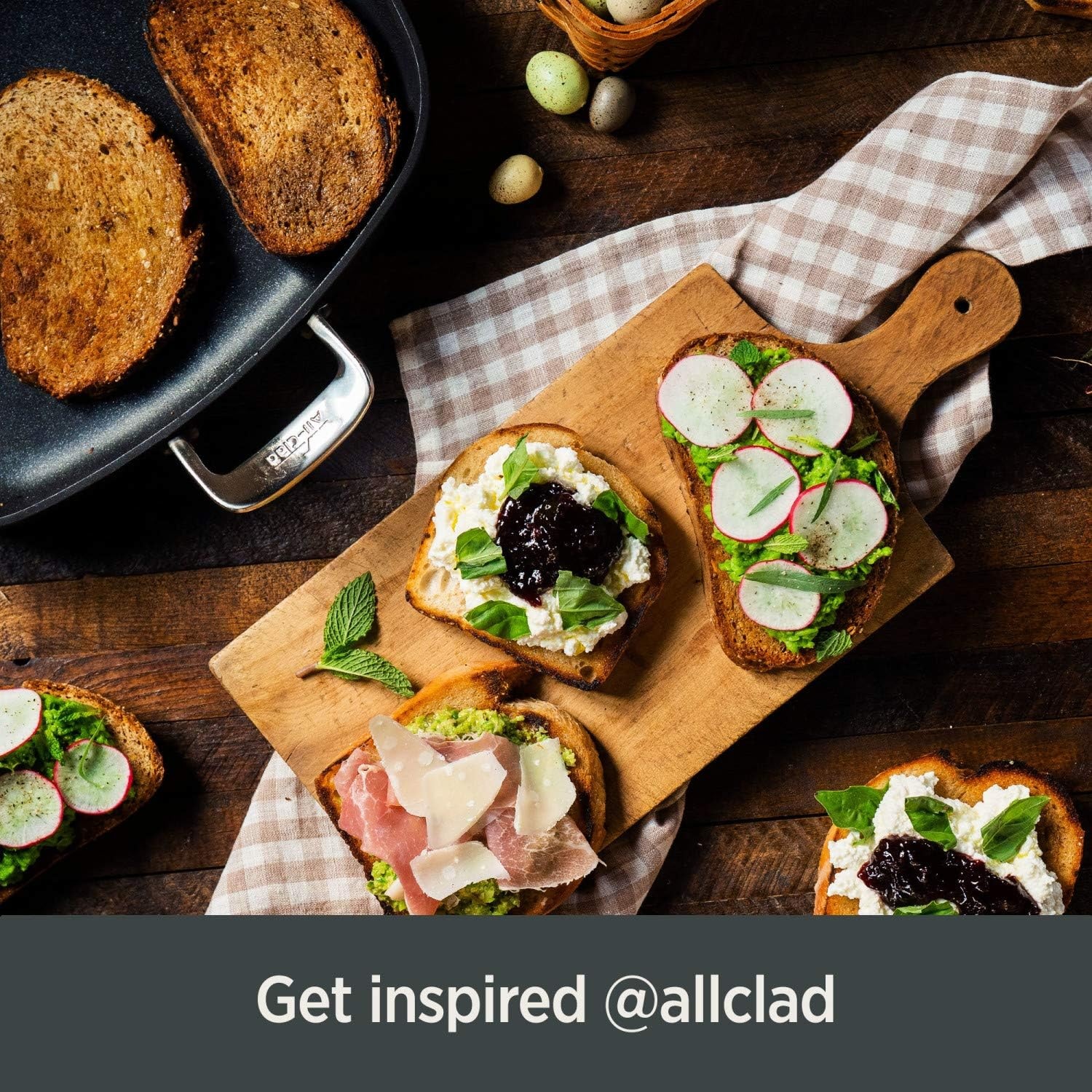 image:imageAllClad Essentials Hard Anodized Nonstick Fry Pan Set 2 Piece 8 105 Inch Oven Broiler Safe 500F Lid Safe 350F Pots and Pans Cookware Black3Piece Set