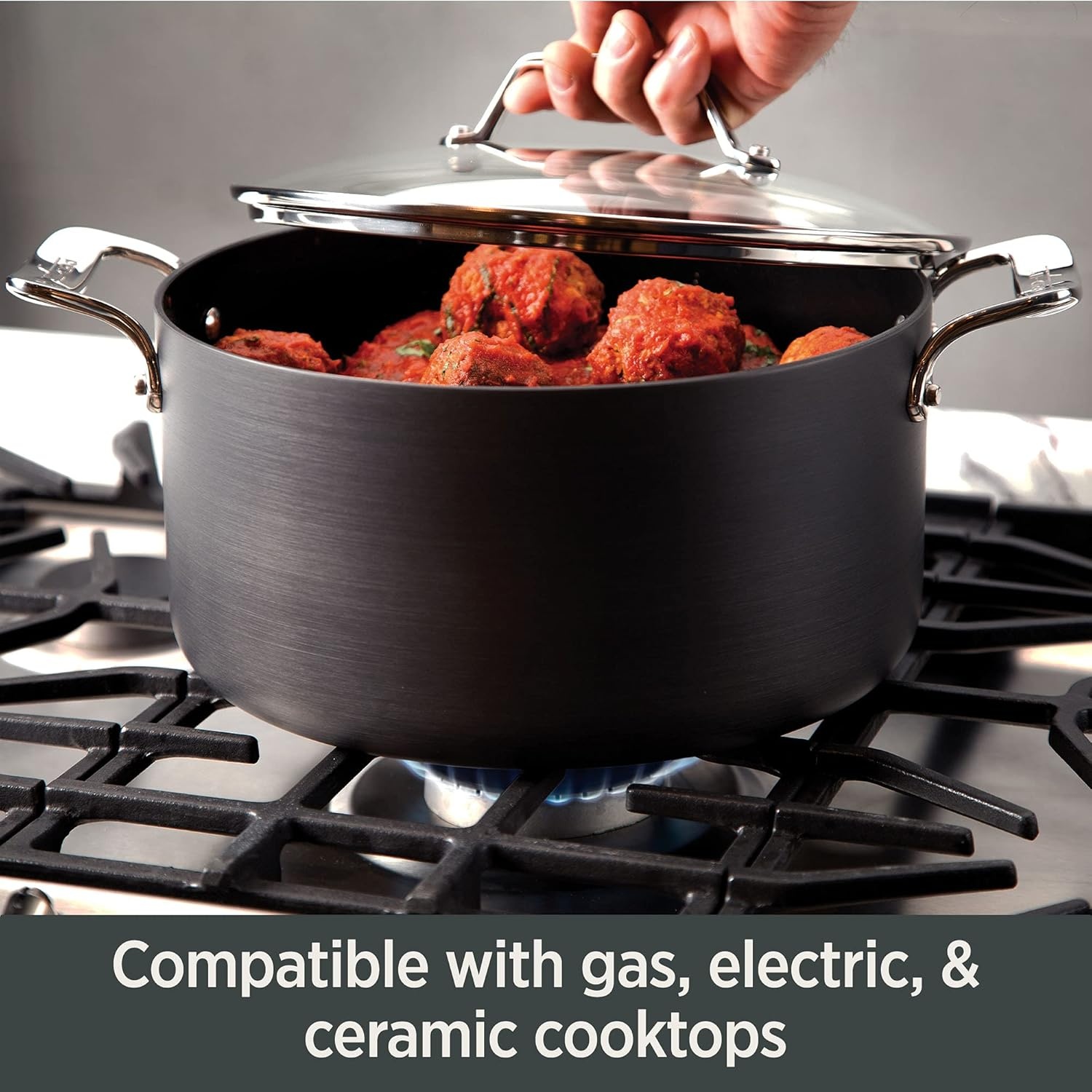 image:imageAllClad Essentials Hard Anodized Nonstick Fry Pan Set 2 Piece 8 105 Inch Oven Broiler Safe 500F Lid Safe 350F Pots and Pans Cookware Black3Piece Set