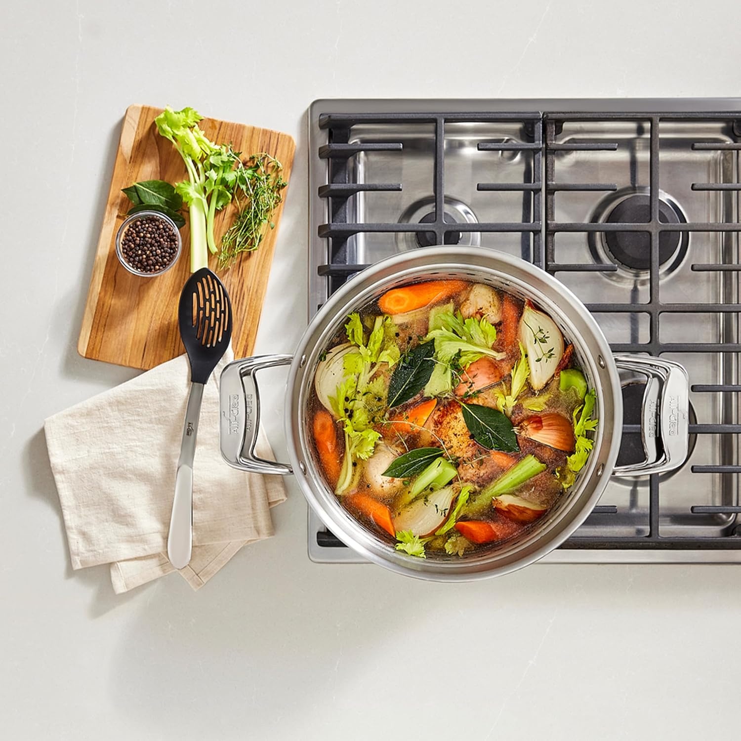 image:imageAllClad Essentials Hard Anodized Nonstick MultiPot 7 Quart Oven Broiler Safe 500F Strainer Pasta Strainer with Handle Pots and Pans Black16quart Induction