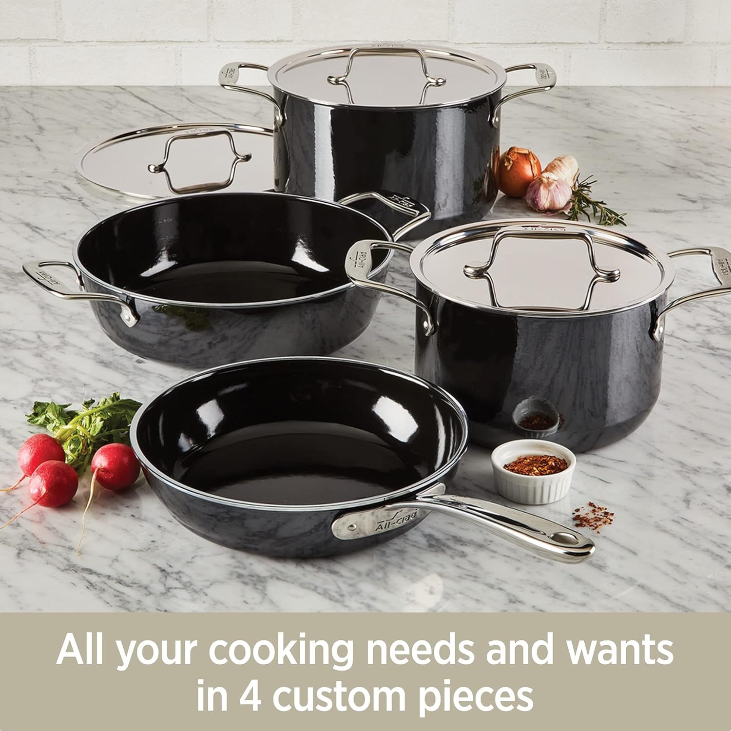 image:imageAllClad FusionTec Ceramic Soup Pot 7 Quart Induction Oven Broiler Safe 500F Pots and Pans Cookware Rose QuartzOnyx