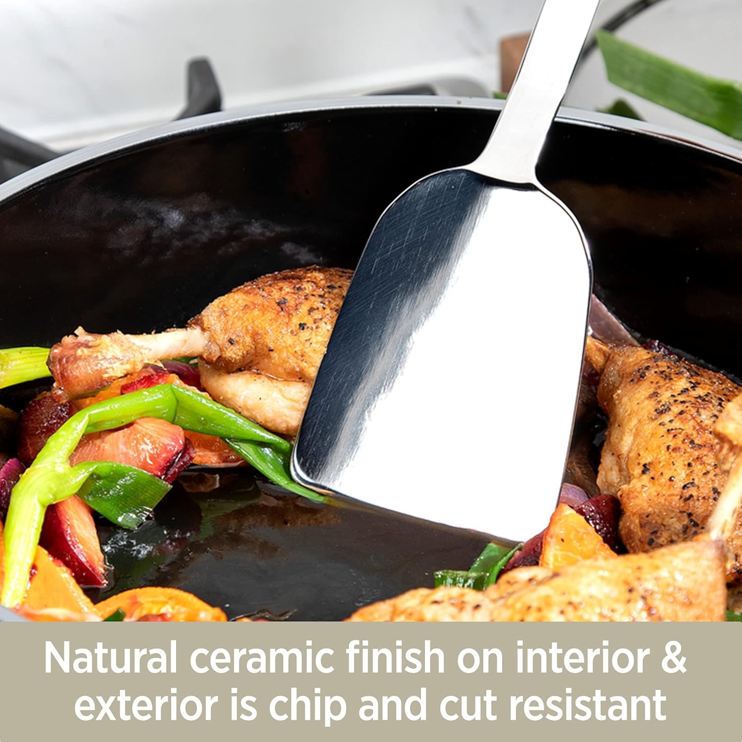 image:imageAllClad FusionTec Ceramic Soup Pot 7 Quart Induction Oven Broiler Safe 500F Pots and Pans Cookware Rose QuartzPlatinum