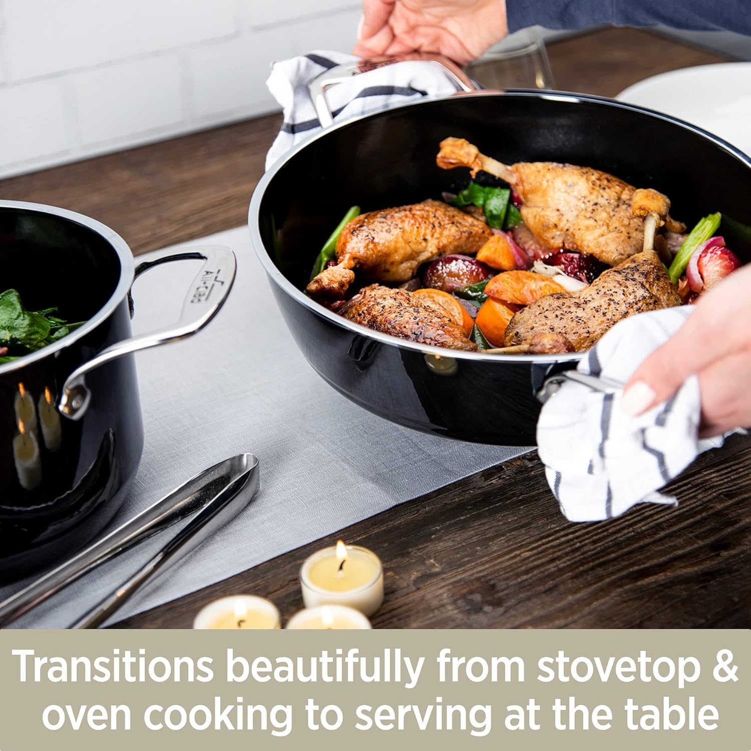 image:imageAllClad FusionTec Ceramic Soup Pot 7 Quart Induction Oven Broiler Safe 500F Pots and Pans Cookware Rose QuartzRose Quartz