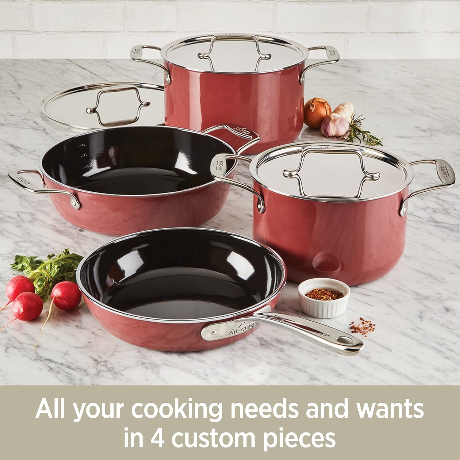 image:imageAllClad FusionTec Ceramic Soup Pot 7 Quart Induction Oven Broiler Safe 500F Pots and Pans Cookware Rose QuartzRose Quartz