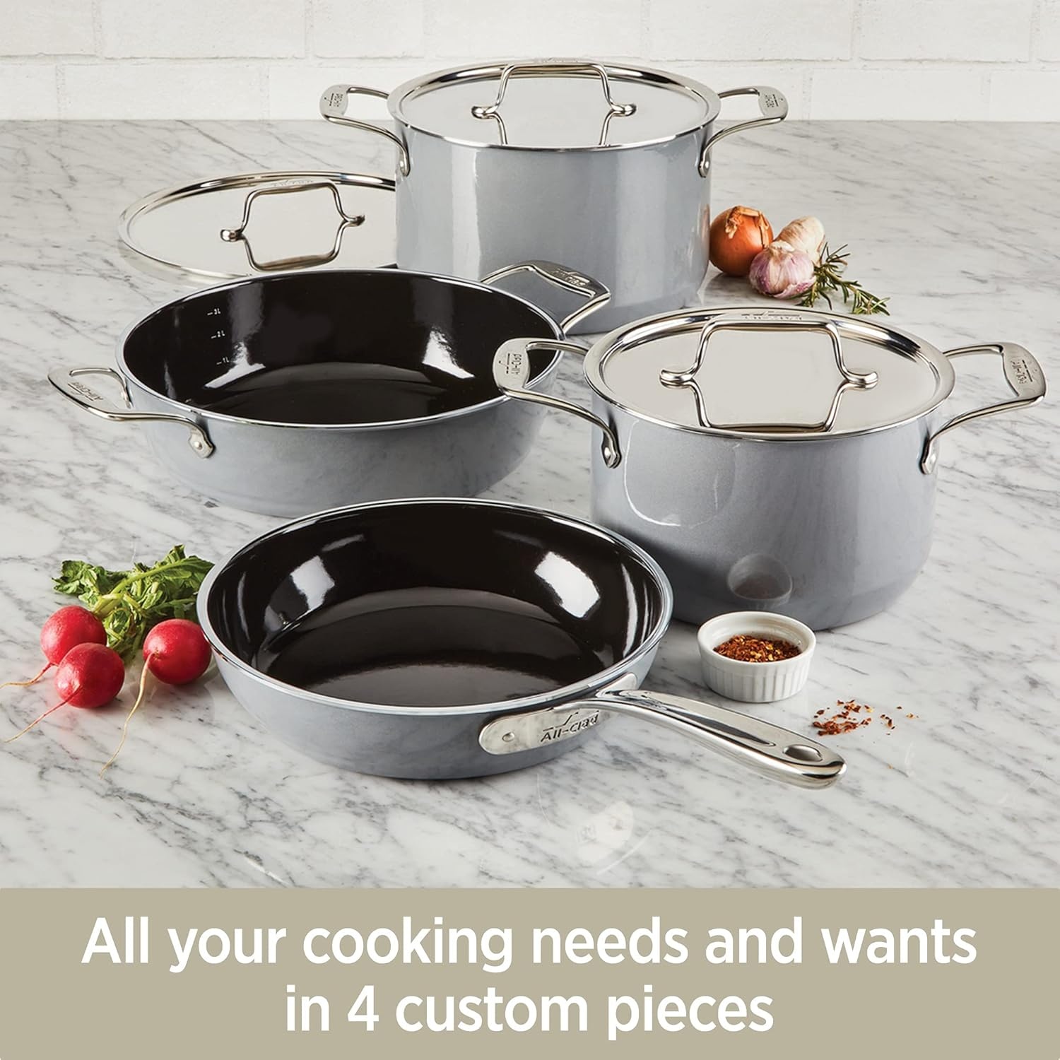 image:imageAllClad FusionTec Ceramic and Steel Core Stockpot 7 Quart Induction Oven Broiler Safe 500F Pots and Pans Cookware PlatinumPlatinum