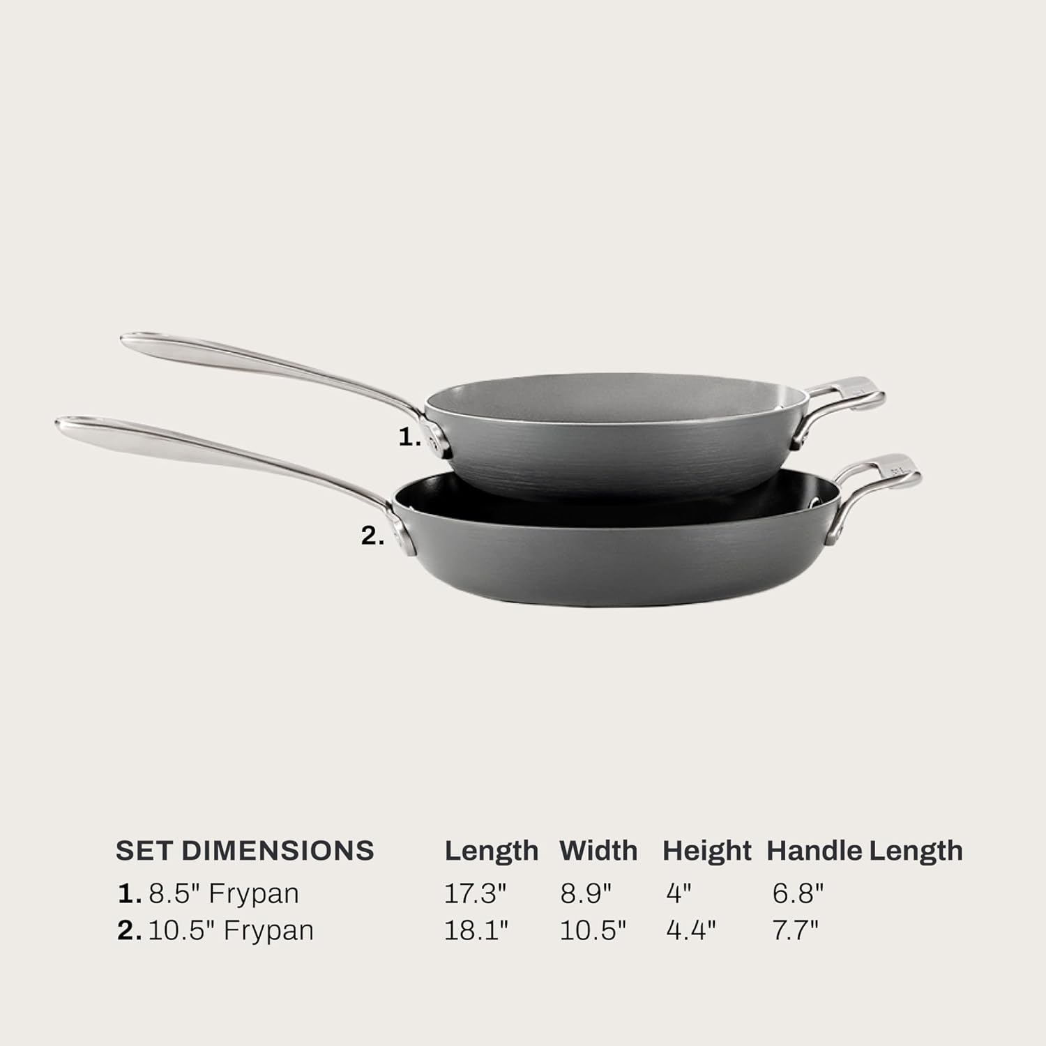 image:imageAllClad HA1 Ceramic Nonstick Frying Pan Set with Lid 12 inch Oven Safe up to 450 amp Compatible with All Stovetops Gas Electric amp Induction Light Grey2 pc set 85 105 Fry Pans
