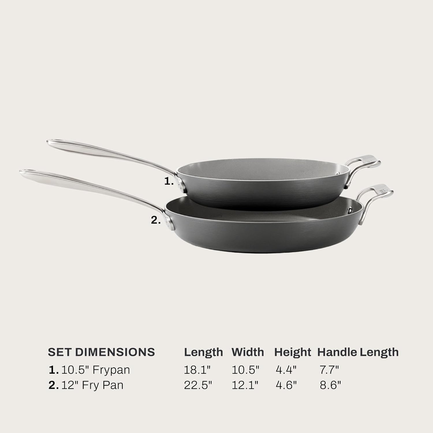 image:imageAllClad HA1 Ceramic Nonstick Frying Pan Set with Lid 12 inch Oven Safe up to 450 amp Compatible with All Stovetops Gas Electric amp Induction Light Grey2 pc set 105 12 Fry Pans