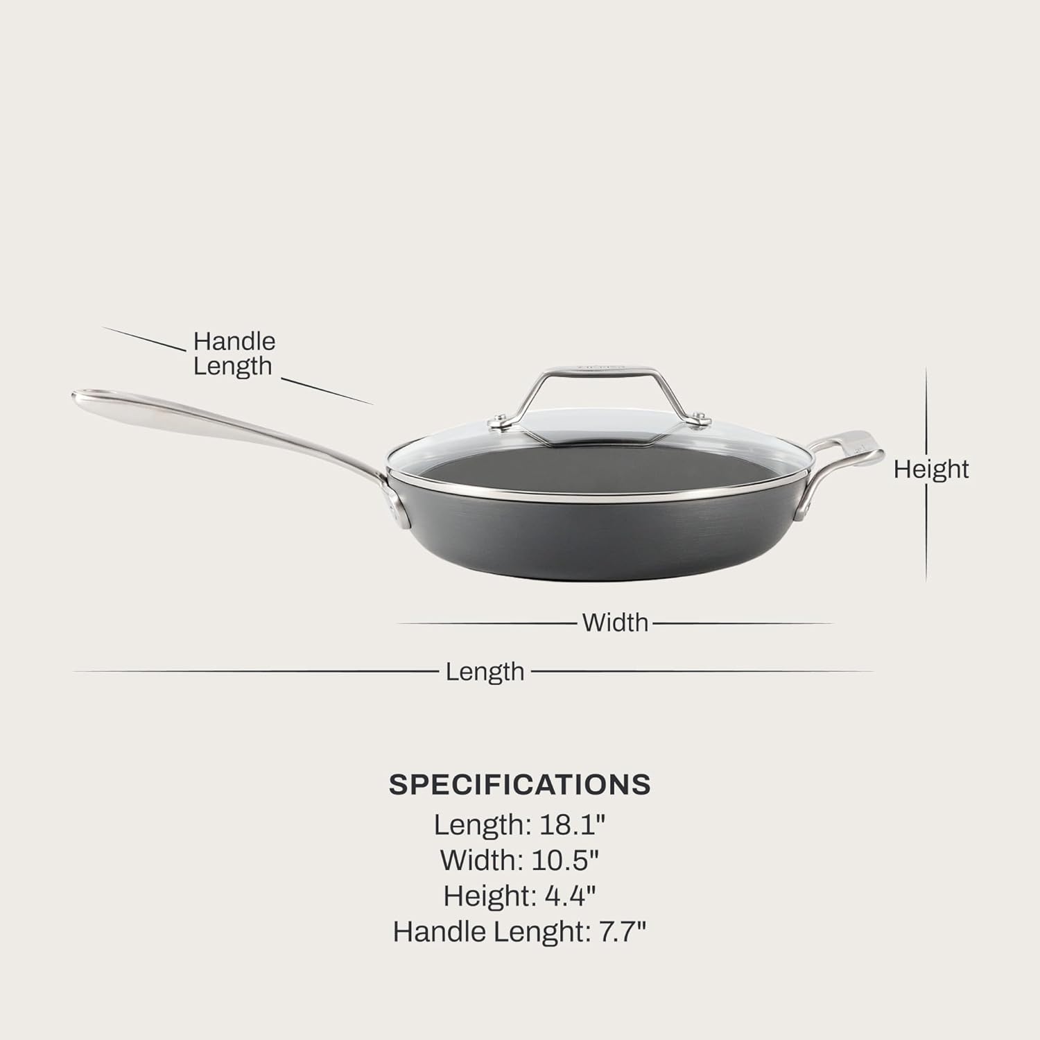image:imageAllClad HA1 Ceramic Nonstick Frying Pan Set with Lid 12 inch Oven Safe up to 450 amp Compatible with All Stovetops Gas Electric amp Induction Light Grey105 Fry Pan with Lid