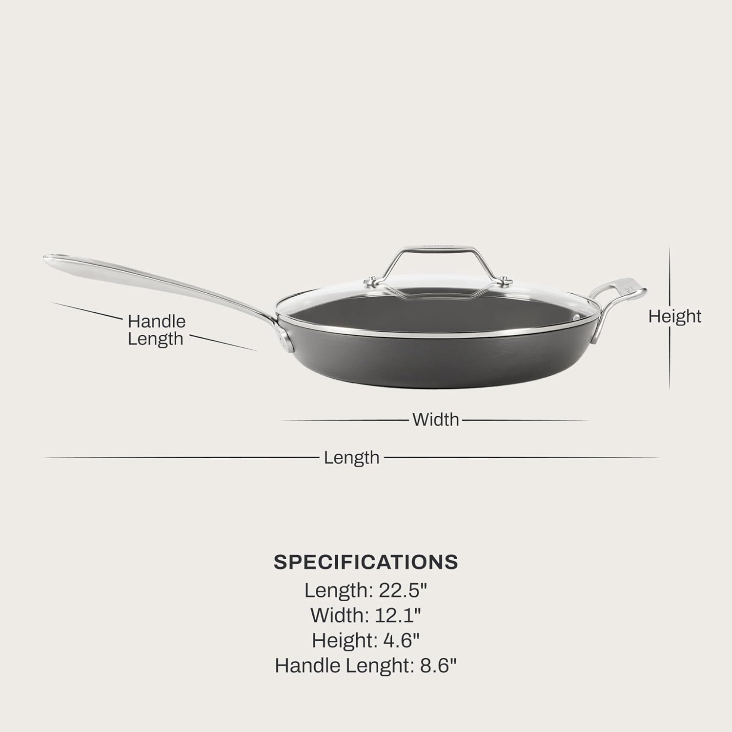 image:imageAllClad HA1 Ceramic Nonstick Frying Pan Set with Lid 12 inch Oven Safe up to 450 amp Compatible with All Stovetops Gas Electric amp Induction Light Grey12 Fry Pan with Lid