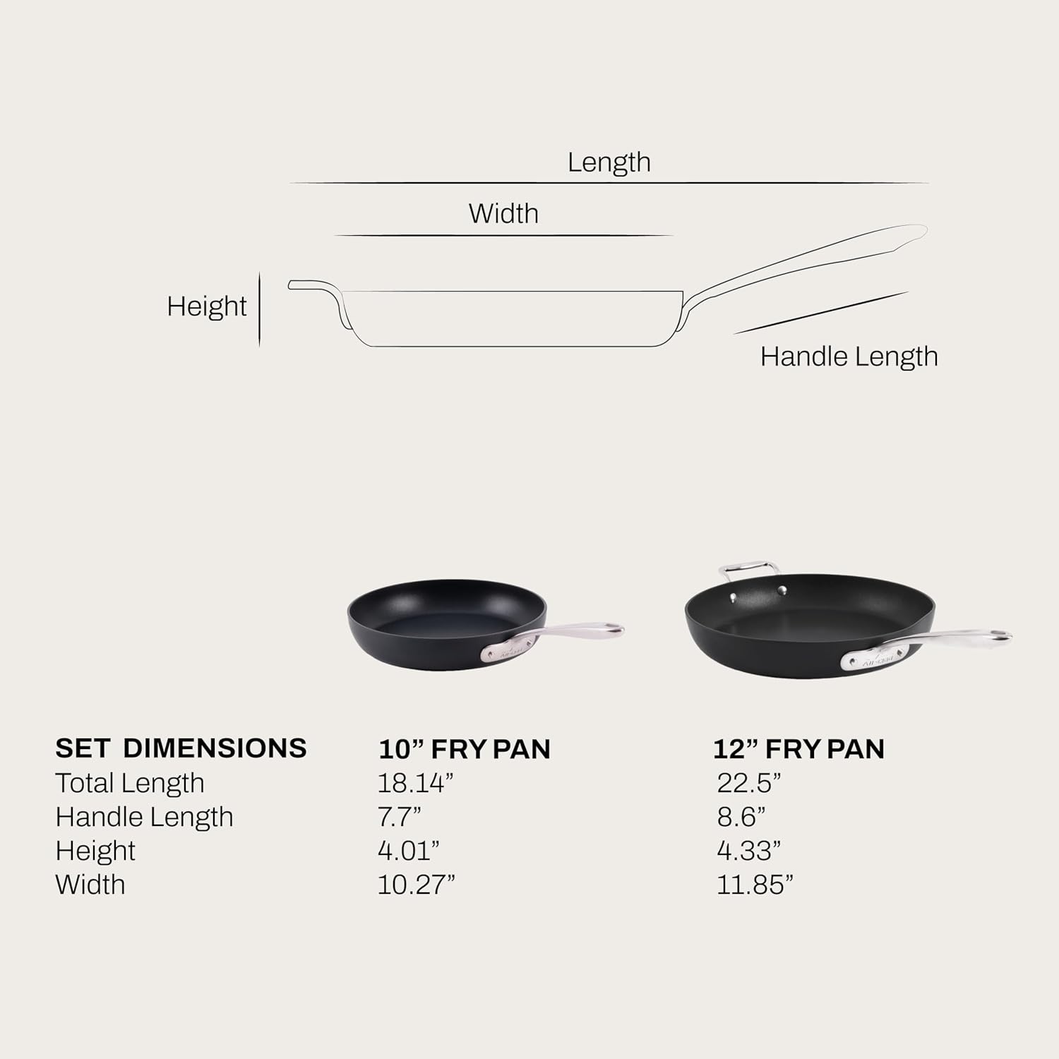 image:imageAllClad HA1 Expert Hard Anodized Nonstick Fry Pan 2 Piece Set 8 amp 10 Induction Oven Safe 500F Kitchen Frying Pans Skillets Ergonomic Handle Premium Cookware Dishwasher Safe Black2Piece Set 10 12