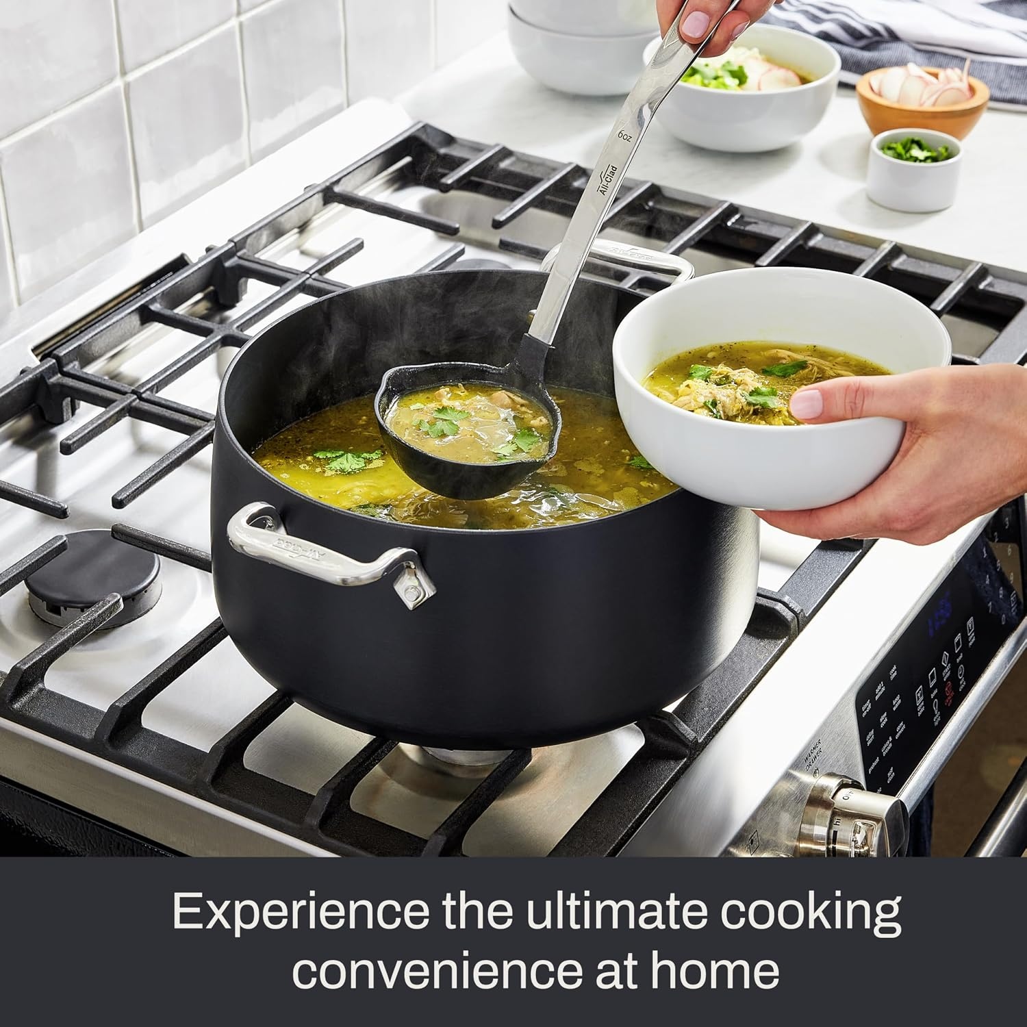 image:imageAllClad HA1 Expert Hard Anodized Nonstick Stock Pot with Lid 4 Qt For Pasta Soup DishwasherSafe OvenSafe Up to 500F Compatible with All Stovetops Gas Electric amp Induction BlackStock pot