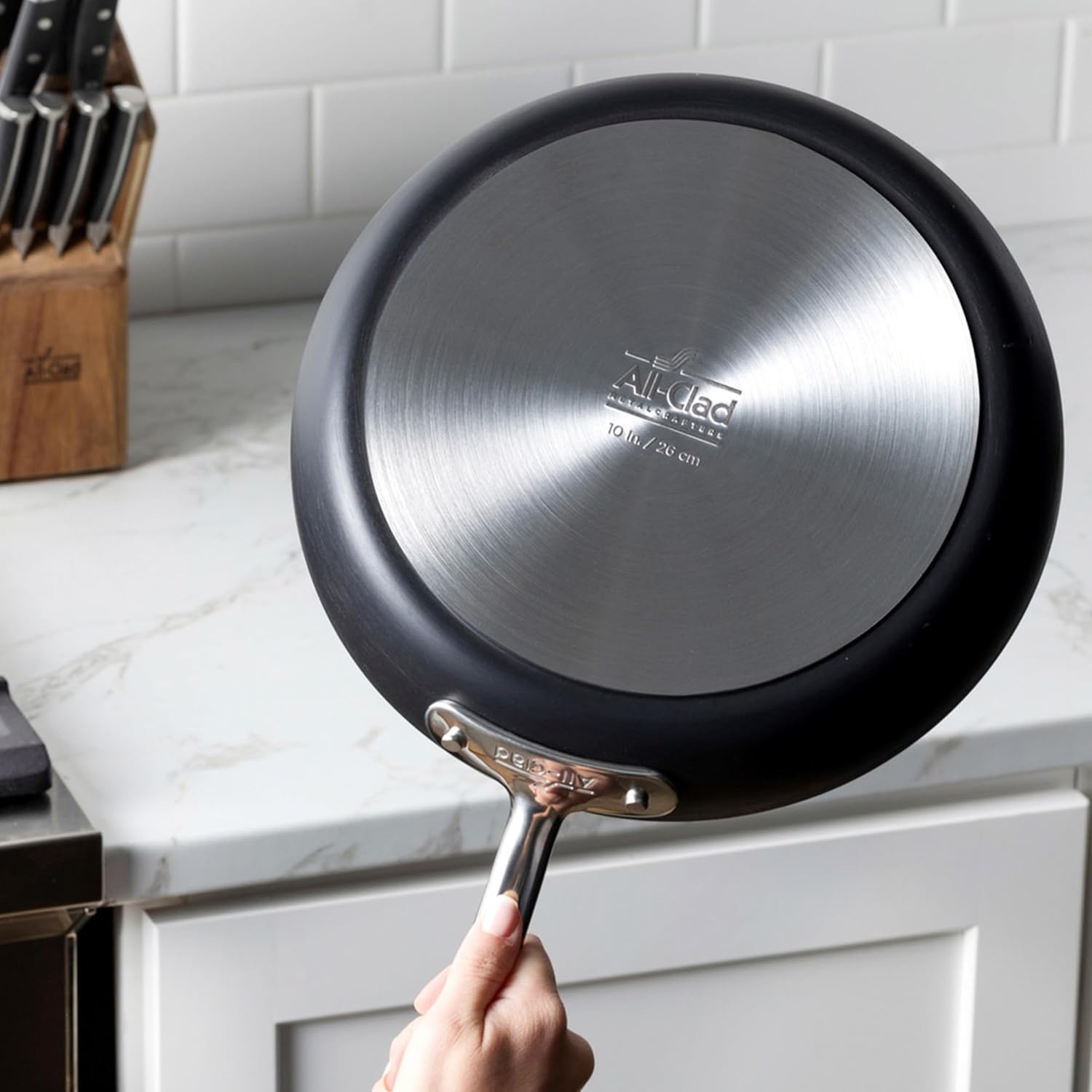 image:imageAllClad HA1 Expert Hard Anodized Nonstick Stock Pot with Lid 4 Qt For Pasta Soup DishwasherSafe OvenSafe Up to 500F Compatible with All Stovetops Gas Electric amp Induction BlackSauce pan