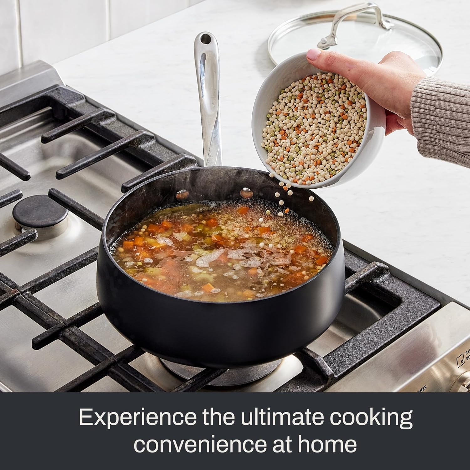 image:imageAllClad HA1 Expert Hard Anodized Nonstick Stock Pot with Lid 4 Qt For Pasta Soup DishwasherSafe OvenSafe Up to 500F Compatible with All Stovetops Gas Electric amp Induction BlackSauce pan
