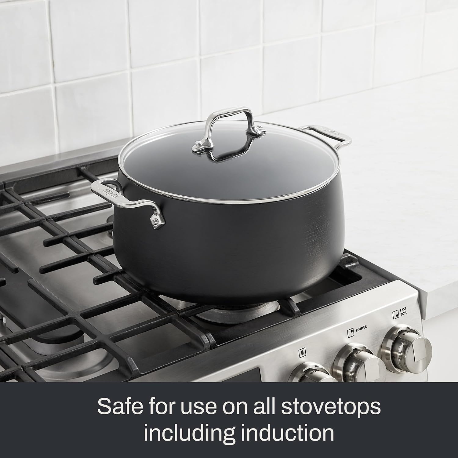 image:imageAllClad HA1 Expert Hard Anodized Nonstick Stock Pot with Lid 4 Qt For Pasta Soup DishwasherSafe OvenSafe Up to 500F Compatible with All Stovetops Gas Electric amp Induction BlackStock pot