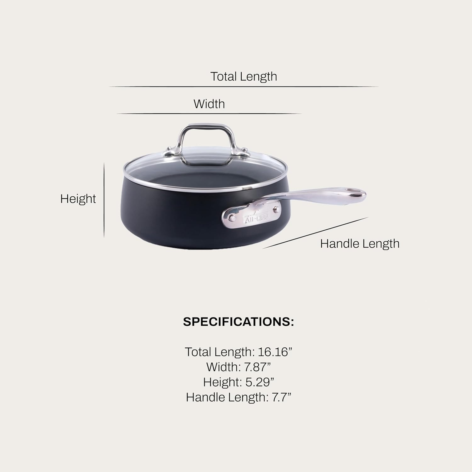 image:imageAllClad HA1 Expert Hard Anodized Nonstick Stock Pot with Lid 4 Qt For Pasta Soup DishwasherSafe OvenSafe Up to 500F Compatible with All Stovetops Gas Electric amp Induction BlackSauce pan