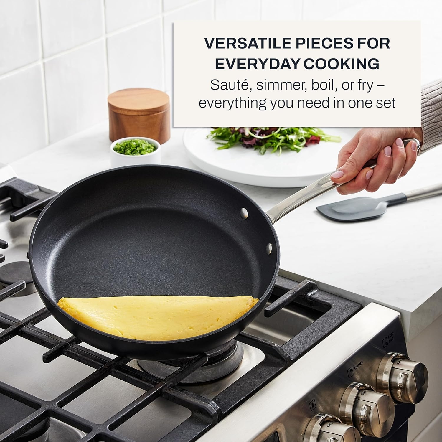 image:imageAllClad HA1 Hard Anodized Non Stick Fry Pan Set 2 Piece 8 10 Inch Induction Oven Broiler Safe 500F Pots and Pans Set Kitchen Frying Pans Skillets Premium Cookware Home Dishwasher Safe Black2 Piece Set