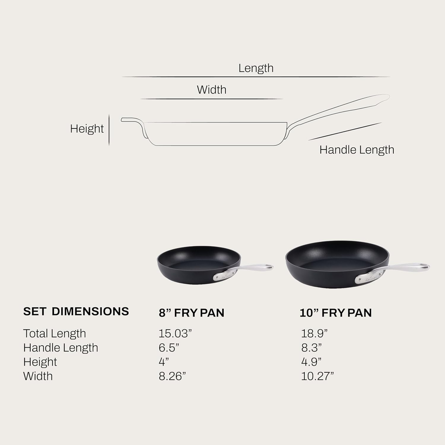 image:imageAllClad HA1 Hard Anodized Non Stick Fry Pan Set 2 Piece 8 10 Inch Induction Oven Broiler Safe 500F Pots and Pans Set Kitchen Frying Pans Skillets Premium Cookware Home Dishwasher Safe Black2 Piece Set