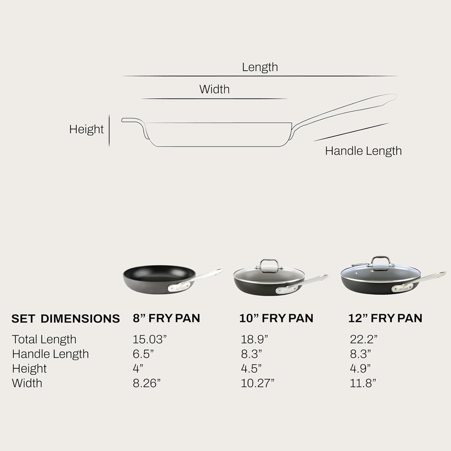 image:imageAllClad HA1 Hard Anodized Non Stick Fry Pan Set 2 Piece 8 10 Inch Induction Oven Broiler Safe 500F Pots and Pans Set Kitchen Frying Pans Skillets Premium Cookware Home Dishwasher Safe Black5 Piece Set