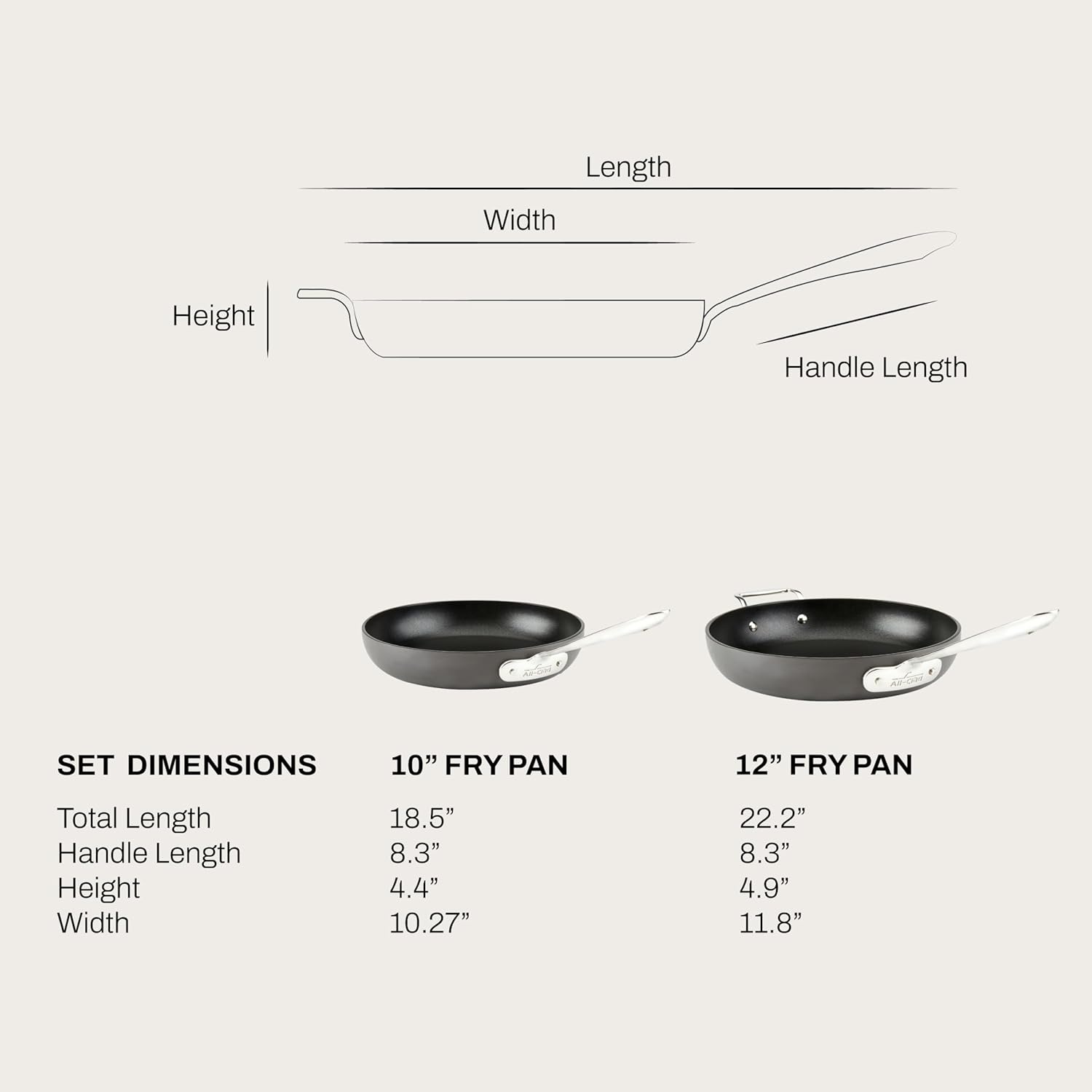 image:imageAllClad HA1 Hard Anodized Nonstick Fry Pan 12 Inch Induction Oven Broiler Safe 500F Lid Safe 350F Pots and Pans Cookware Black10 12 Fry Pan Set