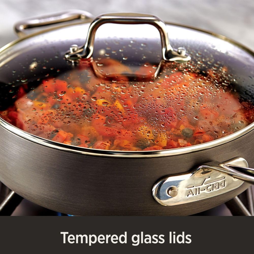 image:imageAllClad HA1 Hard Anodized Nonstick Fry Pan 12 Inch Induction Oven Broiler Safe 500F Lid Safe 350F Pots and Pans Cookware Black12 Fry Pan With Lid 2 Handles