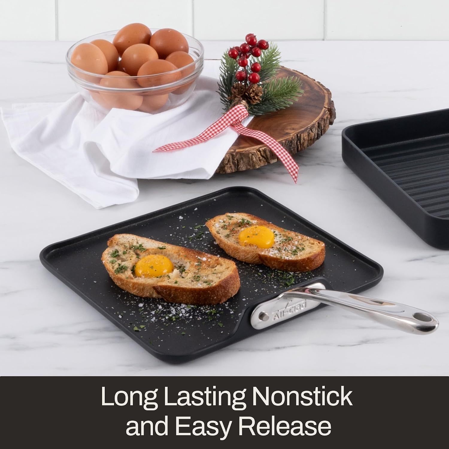 image:imageAllClad HA1 Hard Anodized Nonstick Griddle 11x11 Inch Oven Broiler Safe 500F Lid Safe 350F Pots and Pans Cookware Black11 x 11 Single Burner