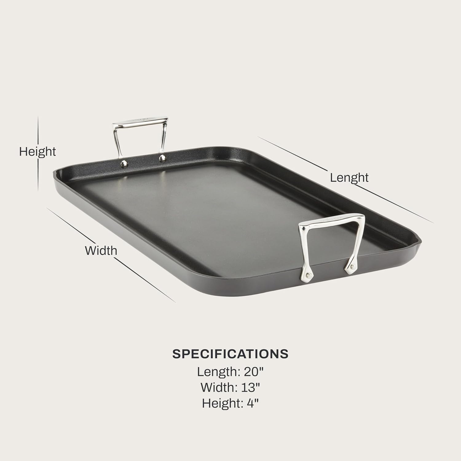 image:imageAllClad HA1 Hard Anodized Nonstick Griddle 11x11 Inch Oven Broiler Safe 500F Lid Safe 350F Pots and Pans Cookware Black13 x 20 Double Burner