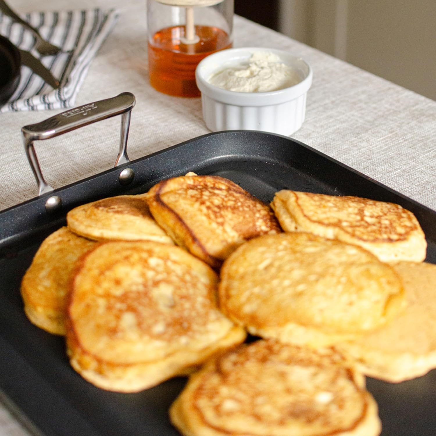 image:imageAllClad HA1 Hard Anodized Nonstick Griddle 11x11 Inch Oven Broiler Safe 500F Lid Safe 350F Pots and Pans Cookware Black13 x 20 Double Burner