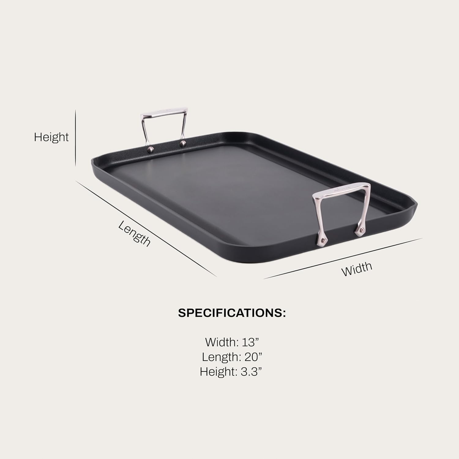 image:imageAllClad HA1 Hard Anodized Nonstick Griddle Pan For Stovetop 13 x 20 Inch Double Burner Professional Cookware DishwasherFriendly OvenSafe Up to 500F BlackGriddle