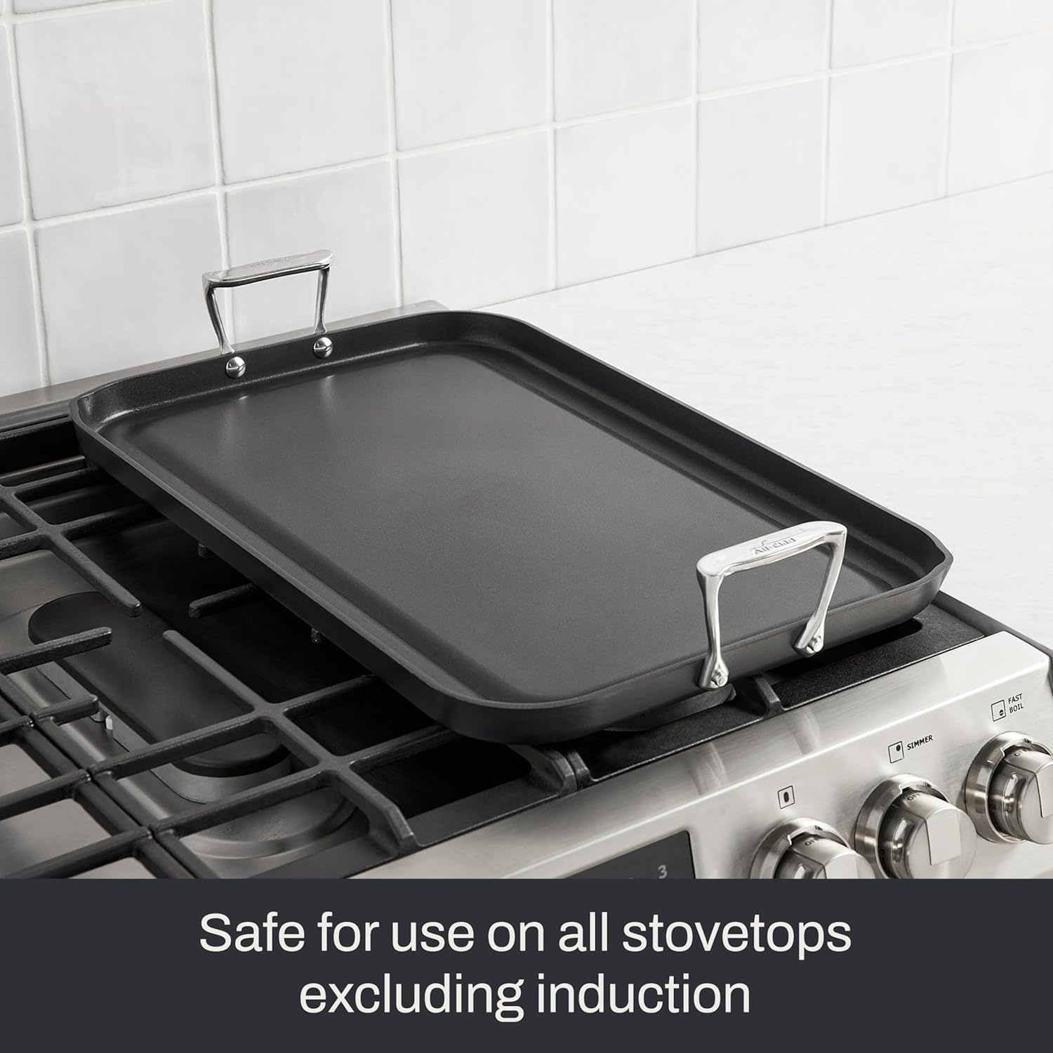 image:imageAllClad HA1 Hard Anodized Nonstick Griddle Pan For Stovetop 13 x 20 Inch Double Burner Professional Cookware DishwasherFriendly OvenSafe Up to 500F BlackGriddle