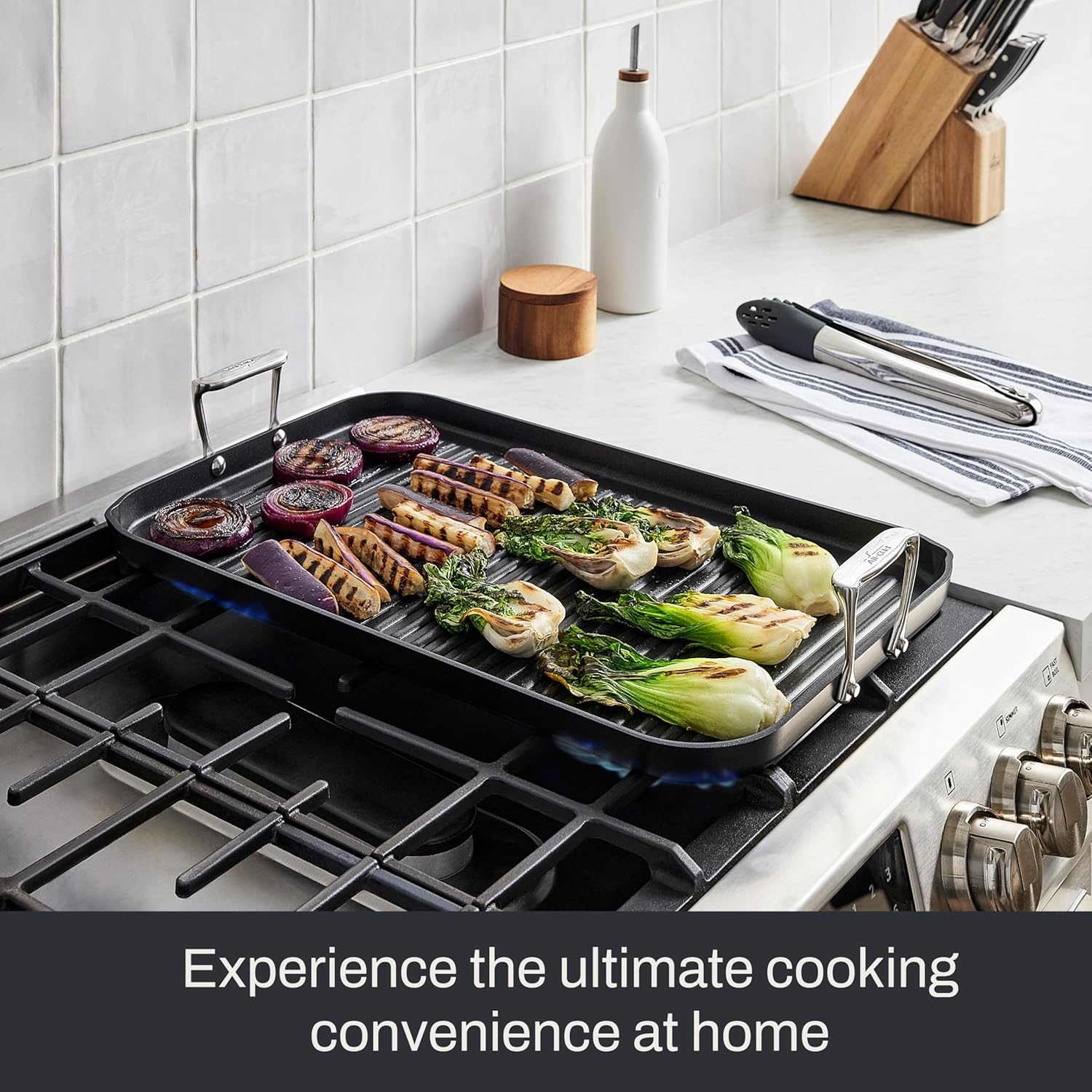 image:imageAllClad HA1 Hard Anodized Nonstick Griddle Pan For Stovetop 13 x 20 Inch Double Burner Professional Cookware DishwasherFriendly OvenSafe Up to 500F BlackGriddle