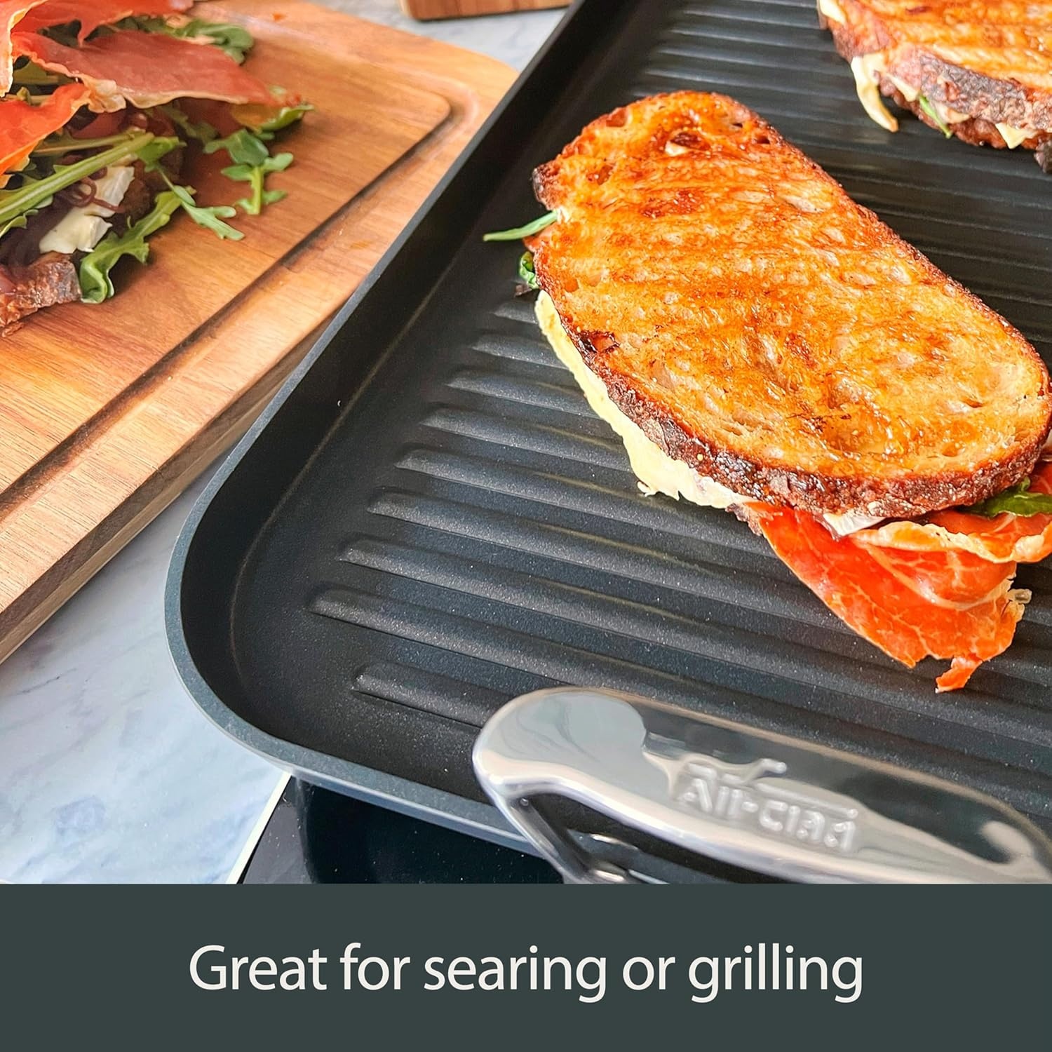 image:imageAllClad HA1 Hard Anodized Nonstick GrillGriddle Pan 13x20 Inch Oven Broiler Safe 500F Pots and Pans Cookware Black13 x 20 Double Burner