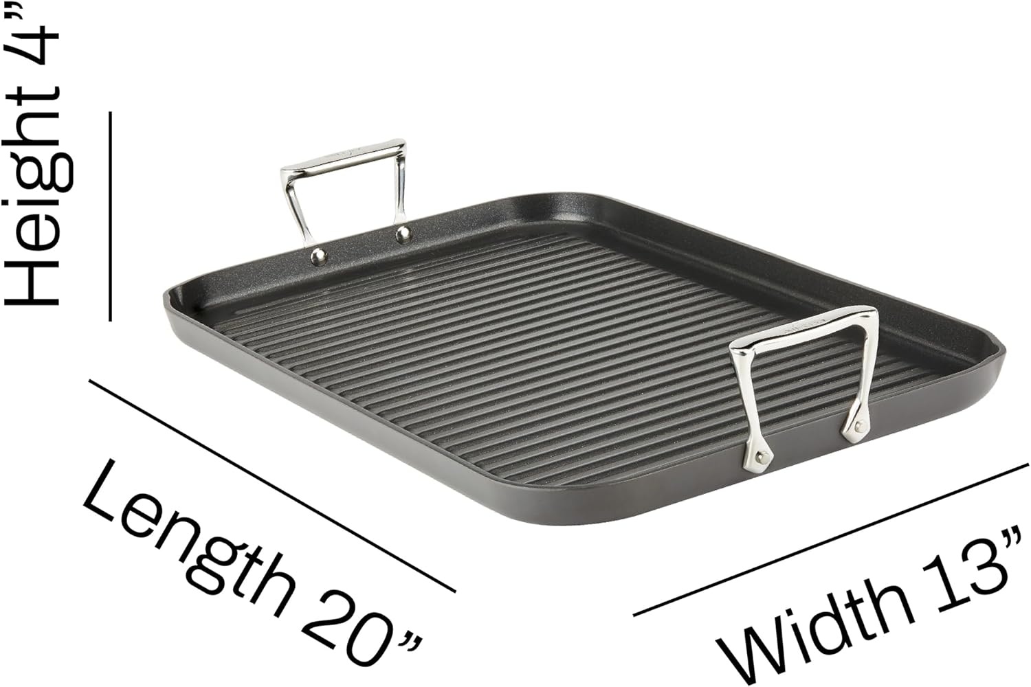 image:imageAllClad HA1 Hard Anodized Nonstick GrillGriddle Pan 13x20 Inch Oven Broiler Safe 500F Pots and Pans Cookware Black13 x 20 Double Burner