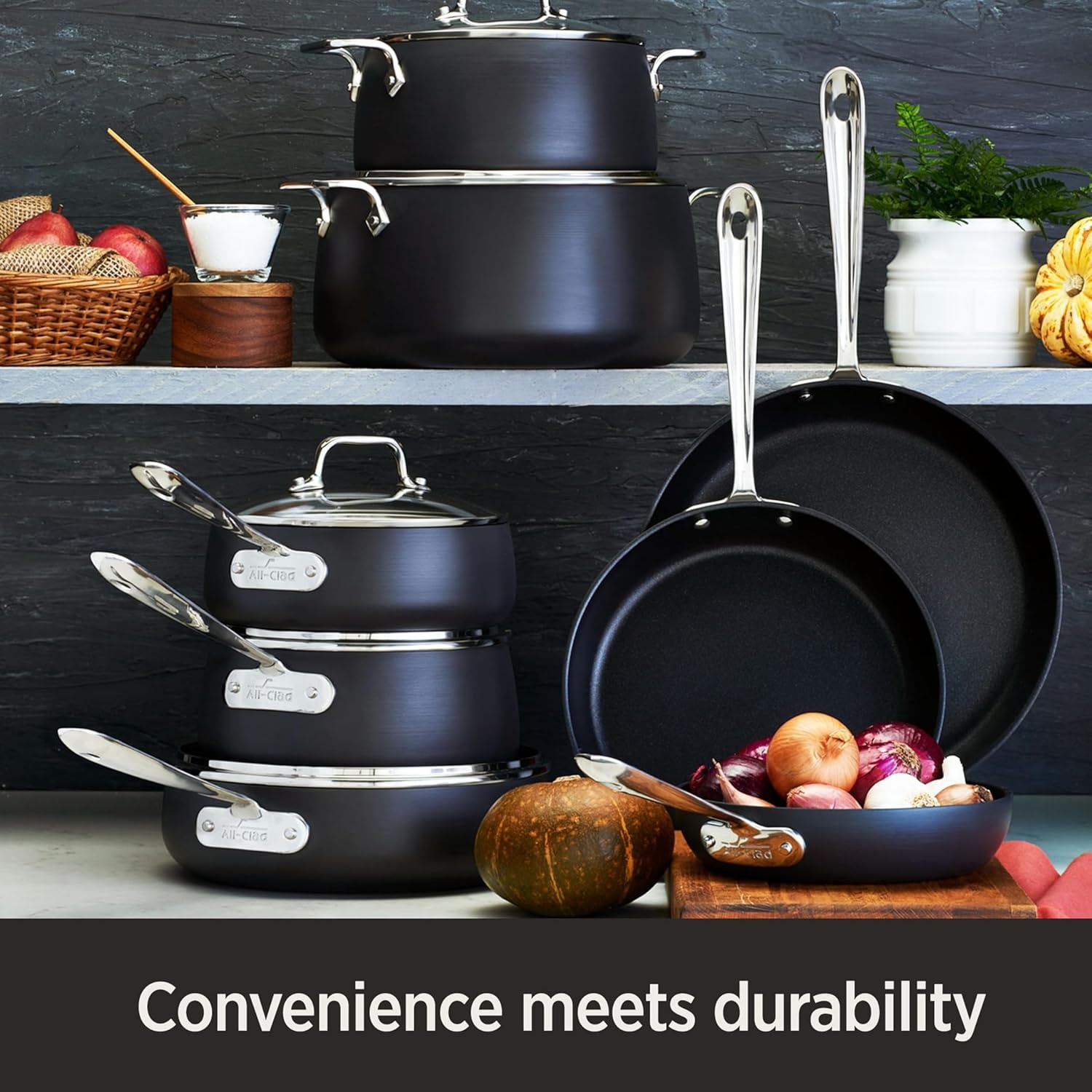image:imageAllClad HA1 Hard Anodized Nonstick Saut Pan 4 Quart Induction Oven Broiler Safe 500F Pots and Pans Cookware BlackBlack