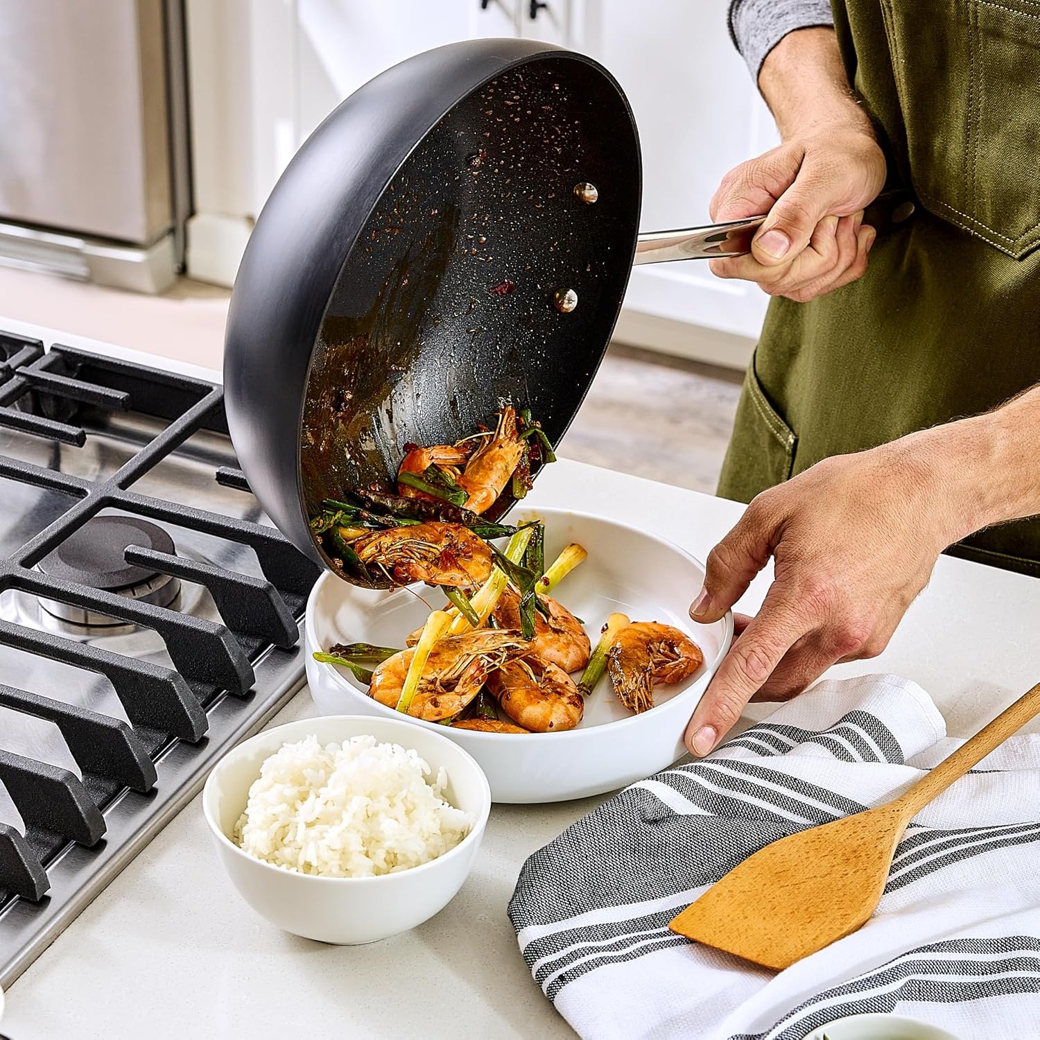 image:imageAllClad Hard Anodized Expert Nonstick 10Inch Wok Pan StayCool Handle DishwasherFriendly OvenSafe Up to 500F Wok for Stir Fry Induction Ready Compatible with All Cooktops Black