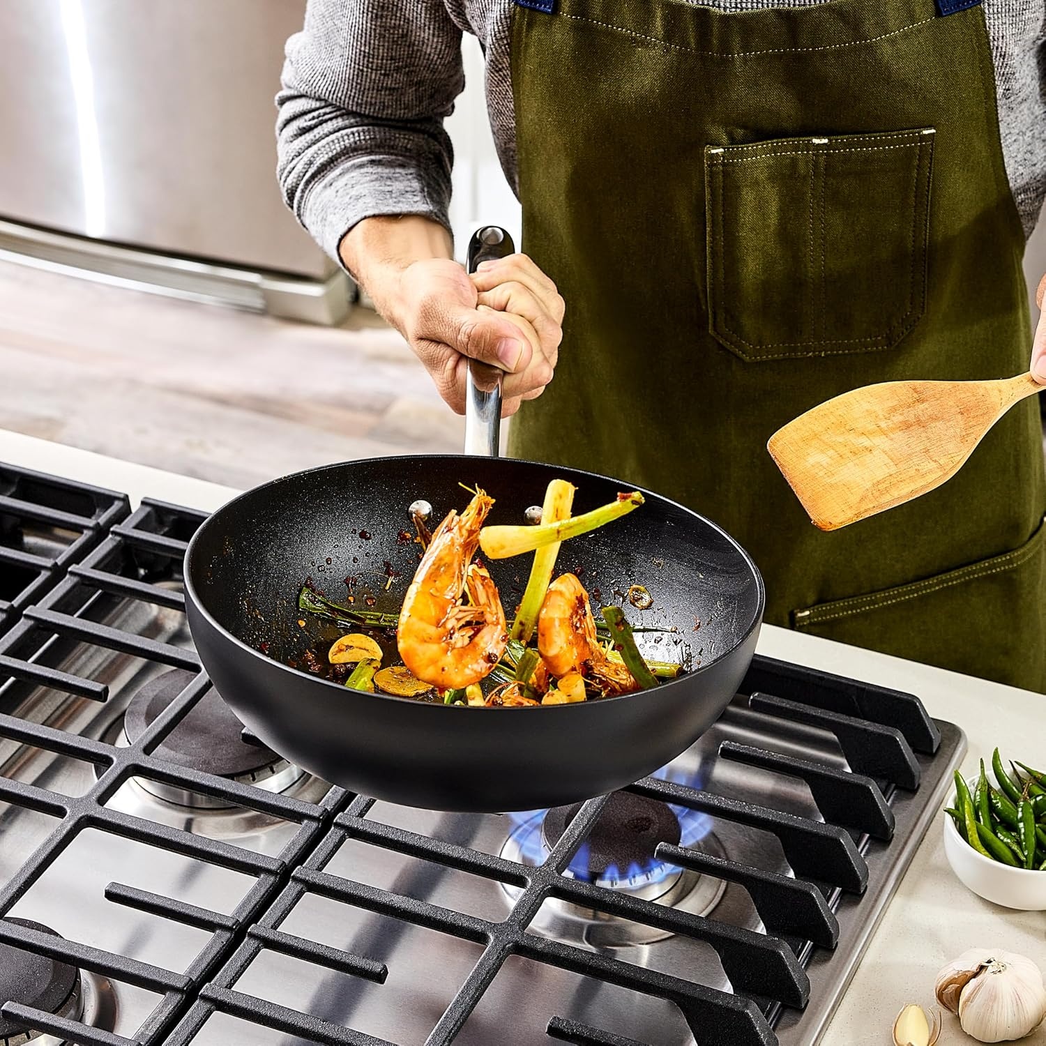image:imageAllClad Hard Anodized Expert Nonstick 10Inch Wok Pan StayCool Handle DishwasherFriendly OvenSafe Up to 500F Wok for Stir Fry Induction Ready Compatible with All Cooktops Black