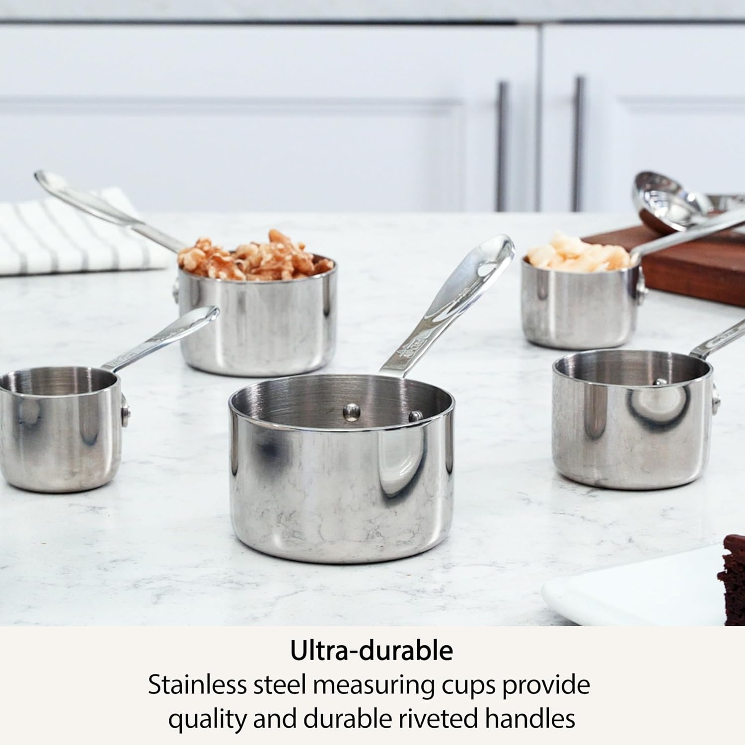 image:imageAllClad Kitchen Accessories Stainless Steel Measuring Cup Set 5 Piece Cookware Pots and Pans Dishwasher Safe Silver5piece