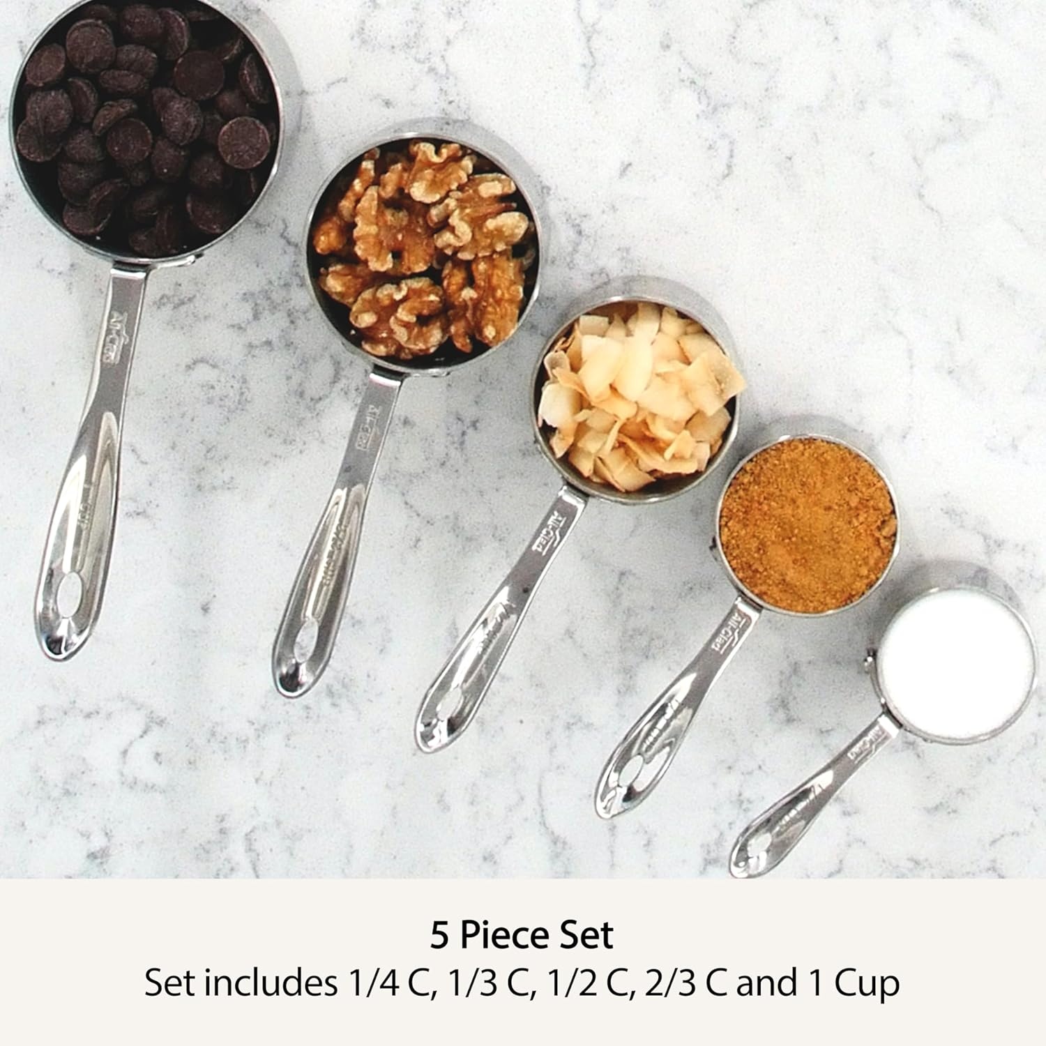 image:imageAllClad Kitchen Accessories Stainless Steel Measuring Cup Set 5 Piece Cookware Pots and Pans Dishwasher Safe Silver5piece