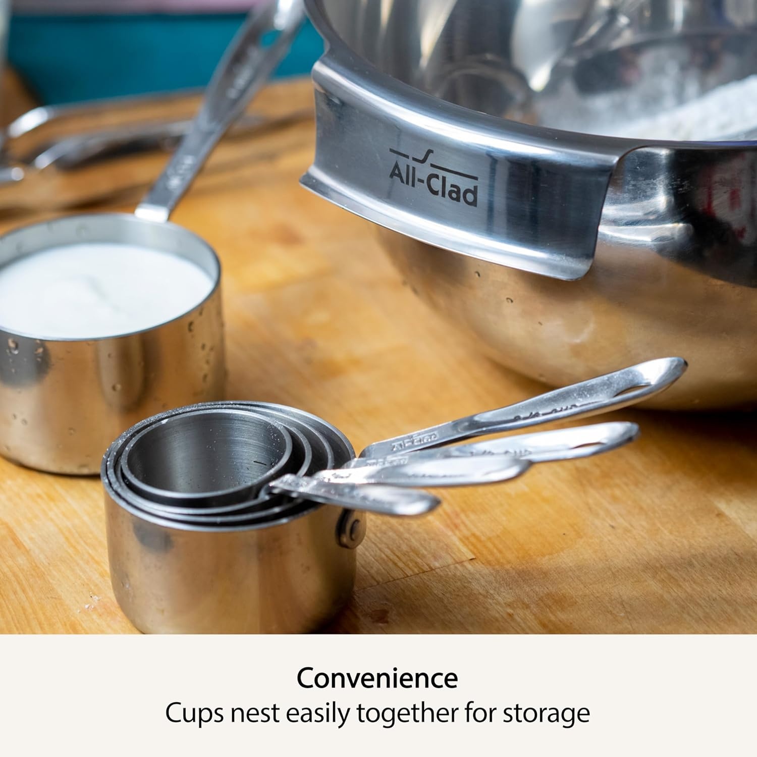 image:imageAllClad Kitchen Accessories Stainless Steel Measuring Cup Set 5 Piece Cookware Pots and Pans Dishwasher Safe Silver5piece