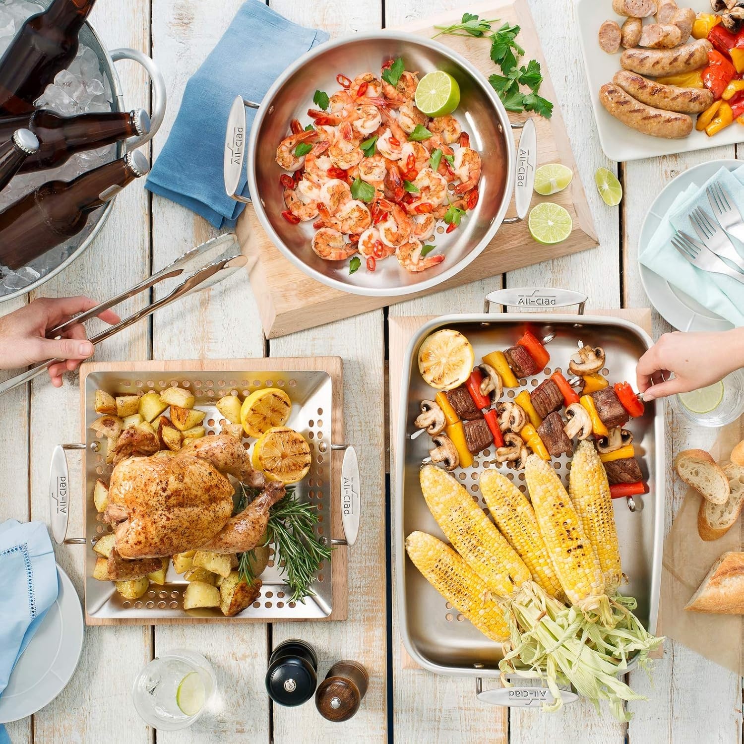 image:imageAllClad Outdoor Stainless Steel Roaster 15x11 Inch Oven Broiler Safe 700F Roaster Pan Pots and Pans Cookware SilverStainless Steel