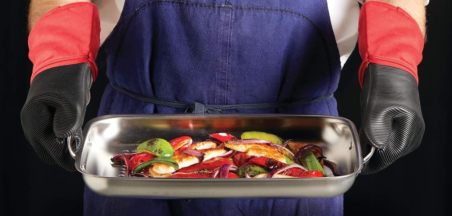 image:imageAllClad Outdoor Stainless Steel Roaster 15x11 Inch Oven Broiler Safe 700F Roaster Pan Pots and Pans Cookware SilverStainless Steel